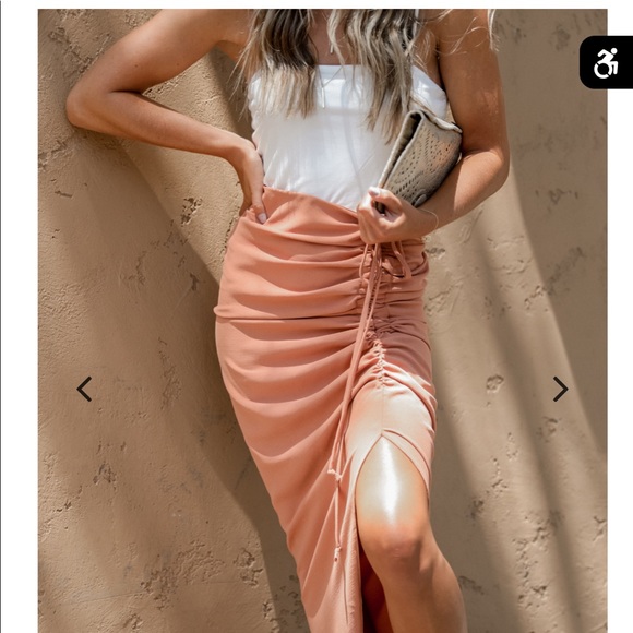 Stitch and Feather Ruched Tie Midi Skirt - Medium - Picture 1 of 4